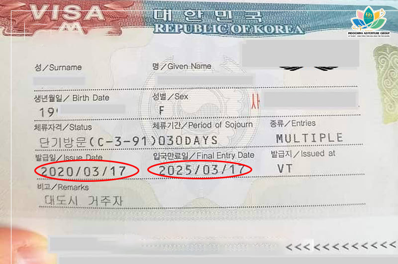 Số hiệu bên trong Visa Hàn Quốc 5 năm
