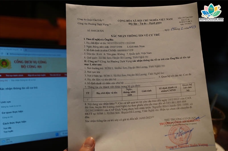 giấy xác nhận thông tin cư trú CT07
